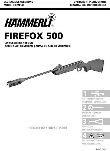 Luftgewehr Hämmerli Firefox 500 Bedienungsanleitung zum download